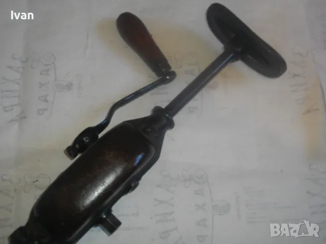 42см Ф13мм МАСИВНА СТАРО КАЧЕСТВО НЕМСКА РЪЧНА БОРМАШИНА ДРЕЛКА С ОПОРНО РАМО 2 СКОРОСТИ, снимка 4 - Бормашини - 48304724