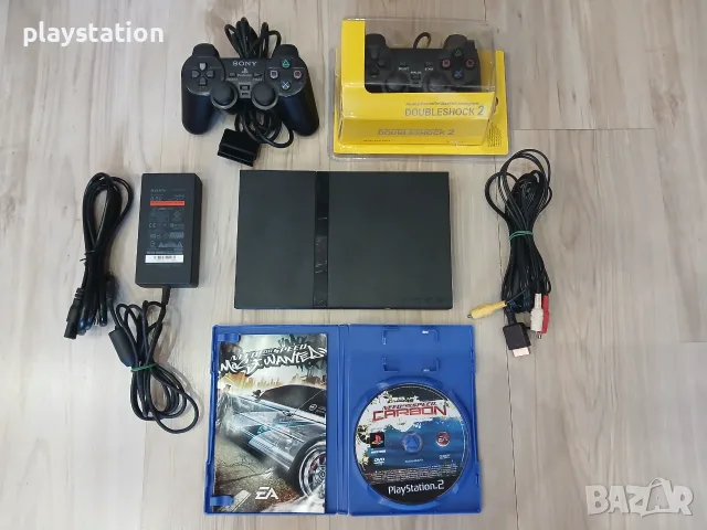 Колекционерски Комплект PS2 Slim + Запечатан Джойстик и Игра Need for Speed!