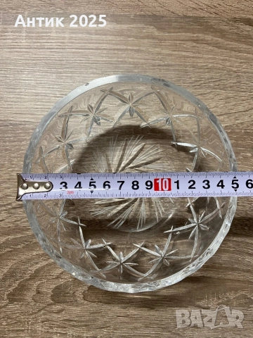 Винтидж стъклена купа със звездовиден орнамент, СССР, снимка 2 - Антикварни и старинни предмети - 52409174