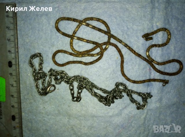 ДВЕ СТАРИ СТОМАНЕНИ СИНДЖИРЧЕТА ВЕРИЖКИ ЛАНЧЕТА ВИНТИДЖ ПЛЕТКА 30798, снимка 5 - Колиета, медальони, синджири - 42089287
