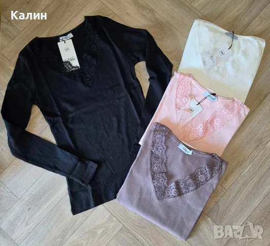 Дамски блузки рипс с дантела - различни цветове - 16€