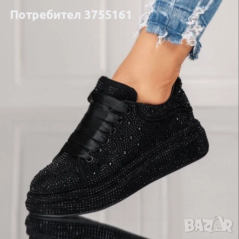 Ефектни Дамски маратонки с камъчета Размер 36 37 38 39 40 номер, снимка 2 - Маратонки - 51397105