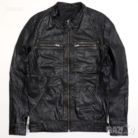 JACK & JONES Rocky Biker Кожено Рокерско Мото Яке Естествена Кожа M-L