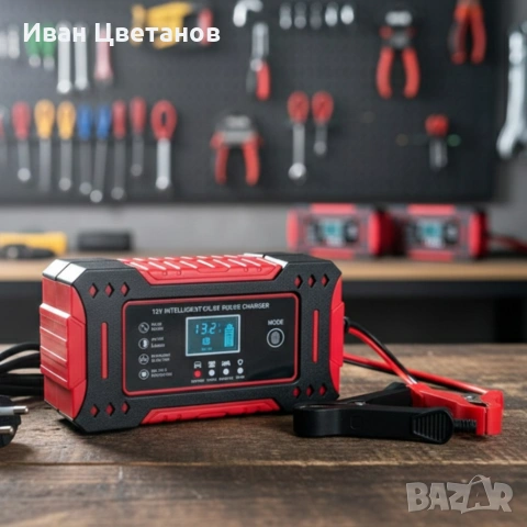 Интелигентно зарядно за акумулатор с дисплей 12V 6A импулсно