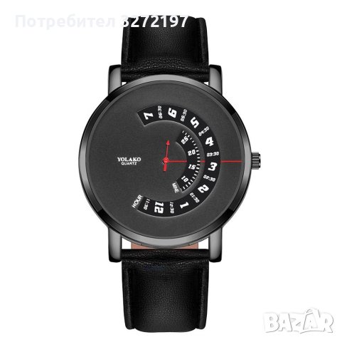 YOLAKO кварцов часовник,нов иновативен дизайн циферблат,кожена каишка , снимка 6 - Мъжки - 40954918