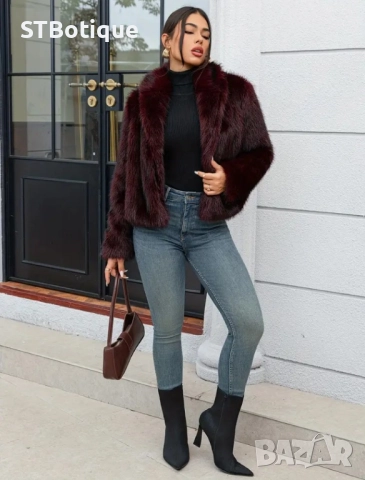 Дамско Уютно Яке от Изкуствен Косъм – STBoutique, снимка 4 - Якета - 51935354