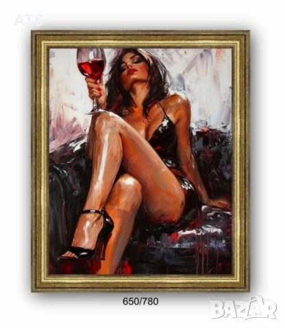 Име на картината: Красива жена с чаша вино