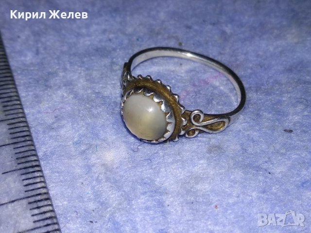 СТАРИНЕН СКЪПОЦЕНЕН СРЕБРЕН АР НУВО ПРЪСТЕН ВИСОКА ПРОБА СРЕБРО с РЪЧНО ШЛИФОВАН ЛУНЕН КАМЪК 38285, снимка 6 - Антикварни и старинни предмети - 40920500