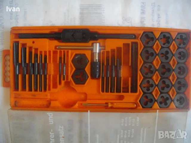 НОВ СТАРО КАЧЕСТВО М3-М12 НЕМСКИ РЕЗБОНАРЕЗЕН КОМПЛЕКТ ПЛАШКИ И МЕТЧИЦИ ЗА ВЪНШНИ/ВЪТРЕШНИ РЕЗБИ, снимка 9 - Други инструменти - 48922599