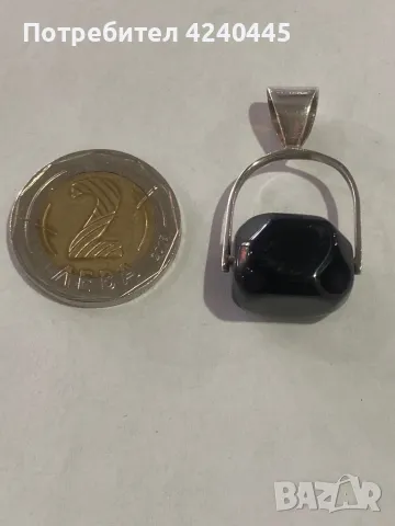 Сребърна висулка с оникс, снимка 3 - Колиета, медальони, синджири - 50312547