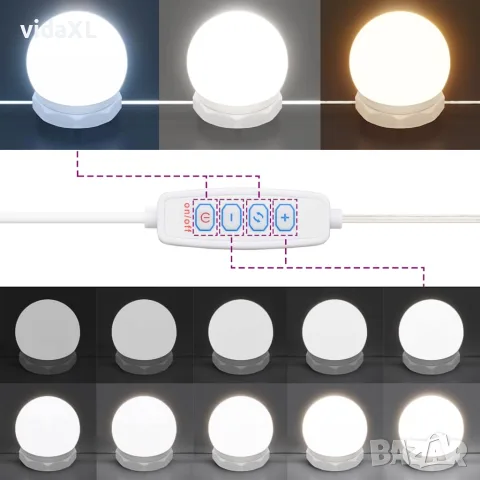vidaXL Тоалетка с LED лампи, бяла, 96x40x142 см, снимка 10 - Тоалетки - 56148099