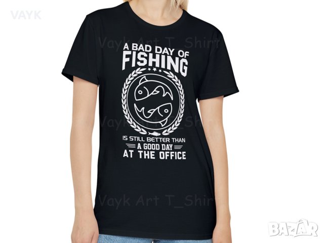 Тениска с декоративен печат - Bad Day Of Fishing, снимка 3 - Тениски - 44181400