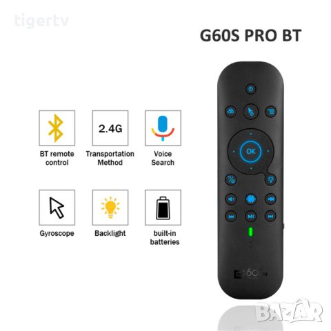 G60S PRO BLUETOOTH 3 в 1 дистанционно с въздушна мишка и клавиатура гласов контрол за компютър Li-Io, снимка 2 - Дистанционни - 41333758