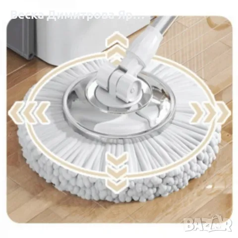Въртящ се на 360° моп комплект, с центробежна кофа, неръждаема стомана, снимка 5 - Други стоки за дома - 49775265