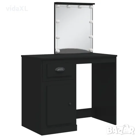 vidaXL Тоалетка с LED лампи, черна, 90x42x132,5 см, снимка 3 - Тоалетки - 56148152