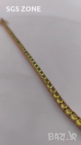 позлатена сребърна гривна с перидот, снимка 4 - Гривни - 52519763