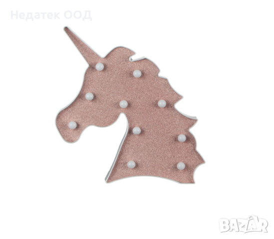 Лампа Еднорог, розов блясък, 25x3x25 см