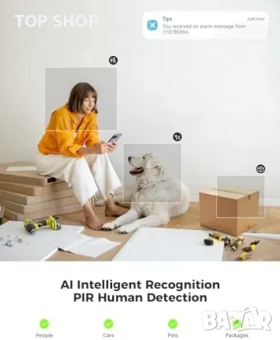 Нова смарт COCOCAM 2K камера с батерия, AI анализ, нощно виждане за дом, снимка 4 - IP камери - 49239201