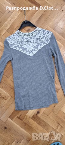 Рипсена блузка с дантела, снимка 9 - Блузи с дълъг ръкав и пуловери - 38230217