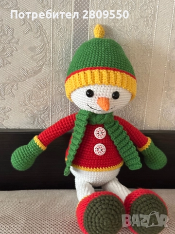 Коледна играчка плетен снежен човек, снимка 2 - Декорация за дома - 52836259