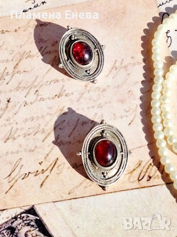 Винтидж сребърни обеци, снимка 4 - Обеци - 53315939