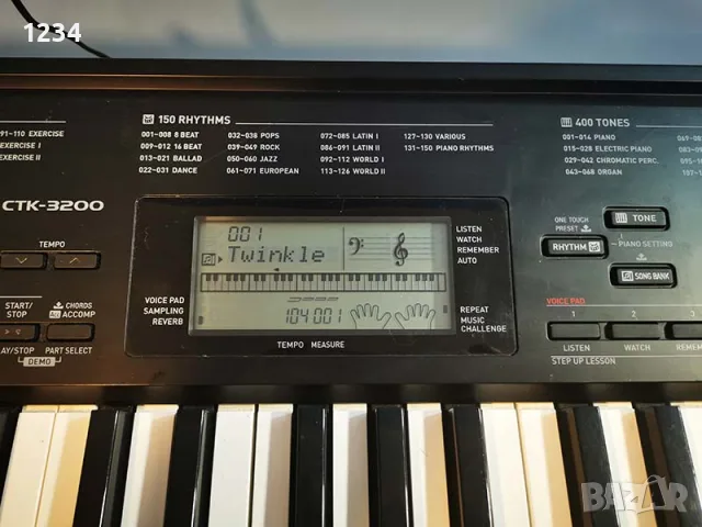 синтезатор клавир CASIO CTK-3200 пиано с динамична клавиатура и USB порт 5 октави, снимка 6 - Синтезатори - 56002358