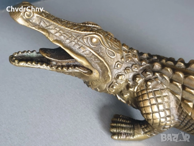 25см-3кг стара китайска статуетка/бронзова скулптура/малка фигура на крокодил-алигатор, снимка 6 - Статуетки - 52905730