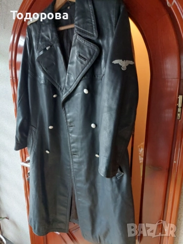 Schwarzer SS-Trenchcoat ww2(кожено военно палато на немски офицер), снимка 3 - Антикварни и старинни предмети - 52181408