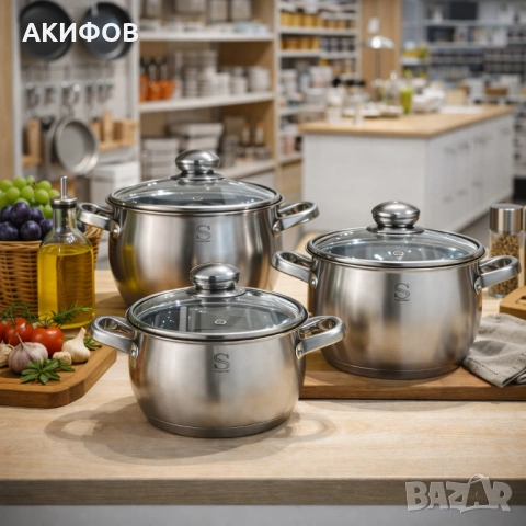 Комплект тенджери Swissgold EMMIE (SG-18099) – 3 броя с 5-слойно капсуловано дъно, снимка 4 - Съдове за готвене - 53204316