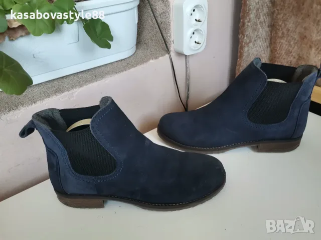 Сини Боти Tamaris 38.5н естествен велур , снимка 11 - Дамски боти - 56189054