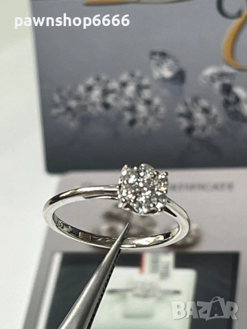 Златен пръстен 18К бяло злато с диаманти – елегантност с характер, снимка 10 - Пръстени - 53656209