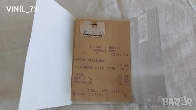  Carreras - Domingo - Pavarotti-With Mehta – The 3 Tenors In Concert 1994, снимка 3 - Аудио касети - 42484180