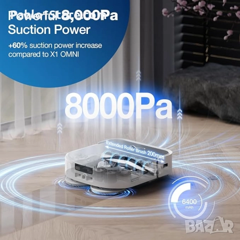 ECOVACS DEEBOT X2 OMNI Роботизирана прахосмукачка с моп 8000Pa, повдигане на мопа 15 мм, измиване с , снимка 3 - Прахосмукачки - 52030847