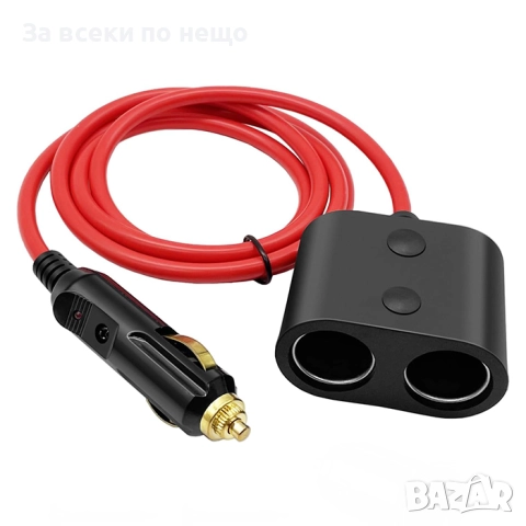 Разклонител за запалка PG459 – 2 гнезда, 1.5м кабел, 180W (12V/24V)