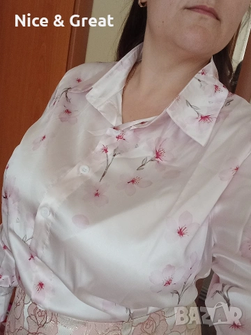Сатенена риза на цветя, снимка 2 - Ризи - 53798389