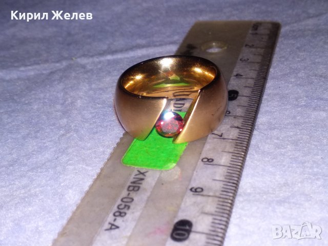 ВЕЛИКОЛЕПЕН с ДЕБЕЛА ПОЗЛАТА и ФАСЕТИРАН ГРАНАТ АРТ ПРЪСТЕН от БЛАГОРОДНА НЕРЪЖДАЕМА СТОМАНА 38670, снимка 14 - Пръстени - 41622884