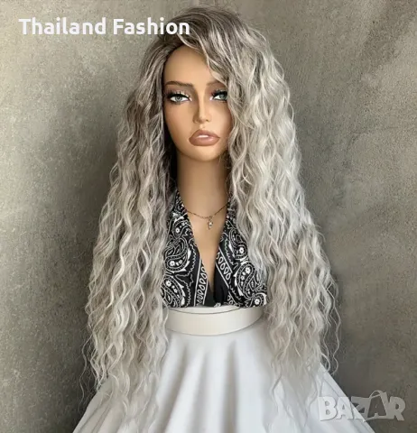 "ОМБРЕ" елегантна сива вълнообразна перука, снимка 3 - Аксесоари за коса - 49852353