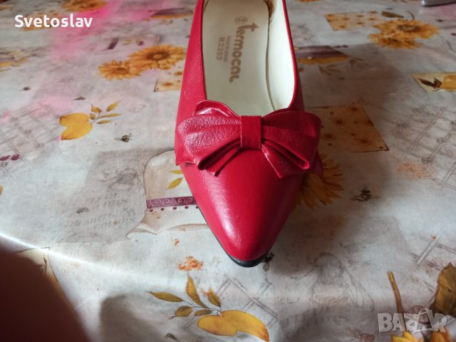 Червени дамски обувки с ток 38 номер, снимка 8 - Дамски елегантни обувки - 44480017