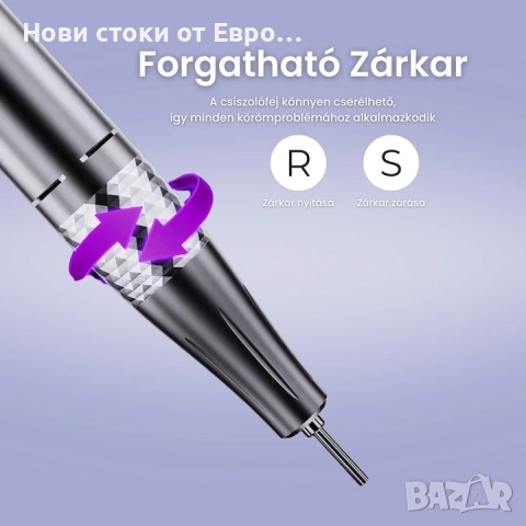 Професионална преносима електрическа пила за нокти 45000 оборота в минута с дигитален дисплей, бяла, снимка 7 - Други - 52319095