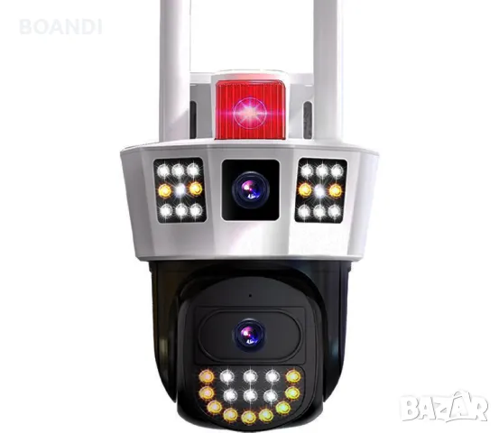 Тройна PTZ Wi-Fi камера за наблюдение 10 Mpx IP IR 3D Панорамна камера, снимка 4 - IP камери - 47508588