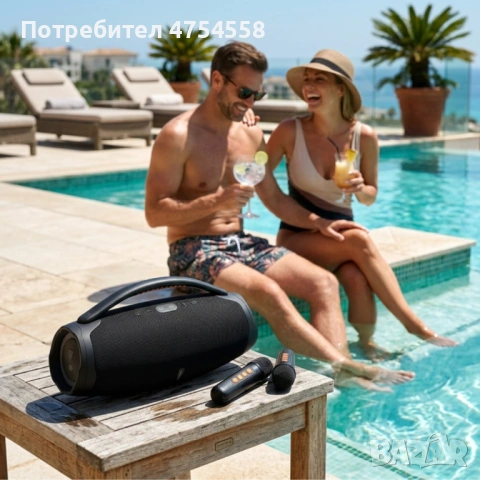 Преносима караоке тонколона с 2 микрофона B21 BOOMBOX - мощен звук и RGB Led осветление