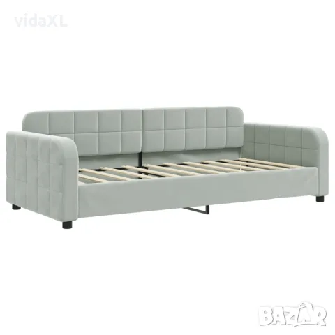 vidaXL Канапе с матрак, светлосиво, 90x190 см, кадифе, снимка 3 - Спални и легла - 56146781