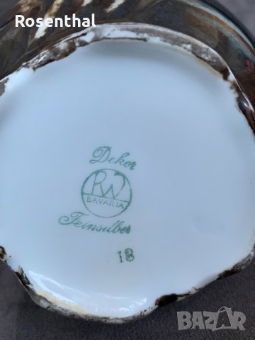 Винтидж Чайник и каничка Посребрен порцелан Rudolph Wachter RW Bavaria , снимка 6 - Сервизи - 35885440