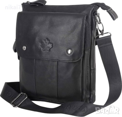 мъжка чанта от естествена кожа телешки бокс цип+тик так закопчаване, снимка 6 - Чанти - 42080904