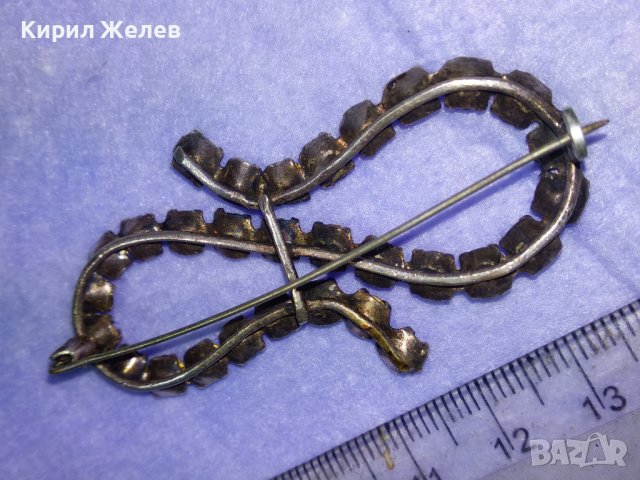 ДЕБЕЛО ПОСРЕБРЕНА МЕДНА СТАРИННА СКЪПОЦЕННА РЕТРО АРТ НУВО БРОШКА с ИСКРЯЩ СИН ЦИРКОНИЙ 40113, снимка 15 - Антикварни и старинни предмети - 42613640