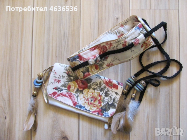 Дамска чанта и колан с мъниста и пера, снимка 6 - Чанти - 53272060