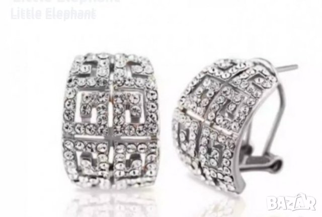 Сребърни обеци бранд с австрийски кристали white/нови