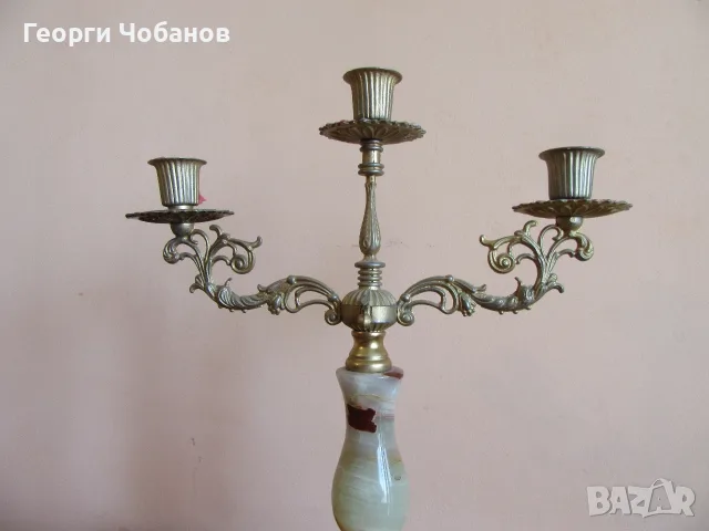 свещник от оникс и месинг, снимка 6 - Свещи и свещници (декоративни) - 55962947