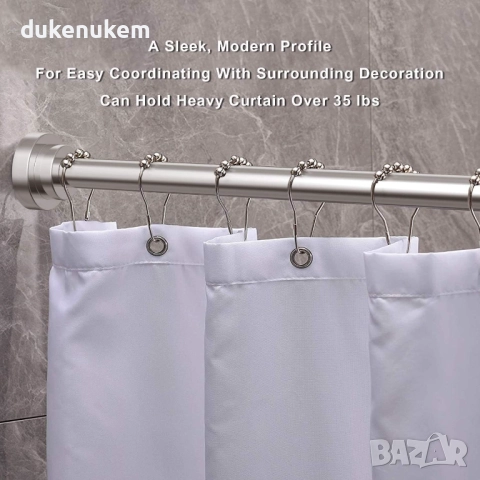 Телескопичен корниз за баня 50–130 см, неръждаема стомана, без пробиване, снимка 2 - Други стоки за дома - 52626092