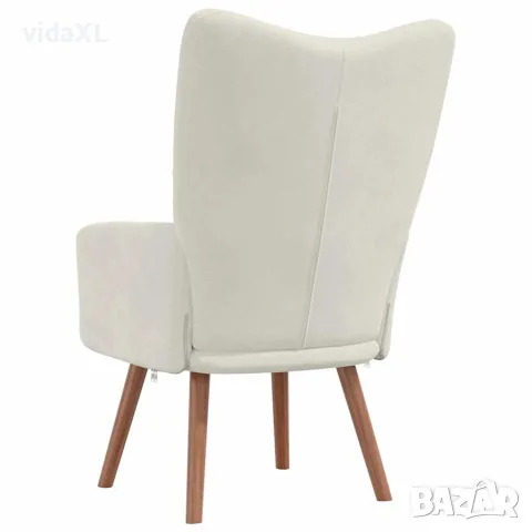 vidaXL Релакс стол, кремавобял, кадифе, снимка 5 - Дивани и мека мебел - 56146838